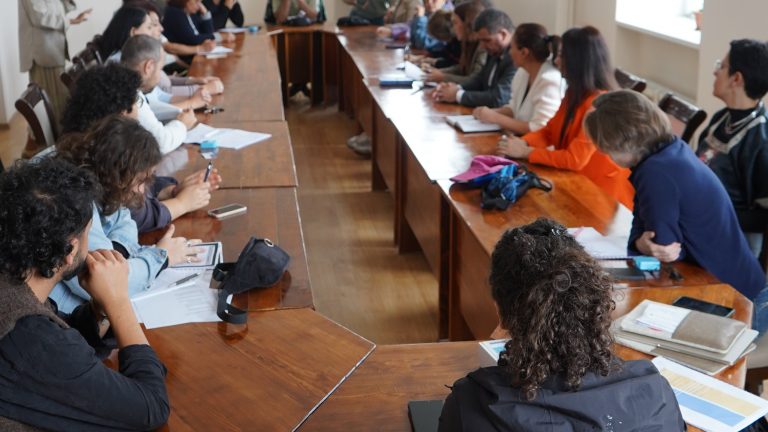 Participants at the Administaration of Vanadzor in Armenia during study trip "Youth in Power"