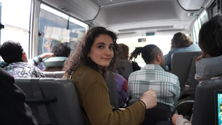 participant of YES for Peace project in bus during study trip "youth in power"